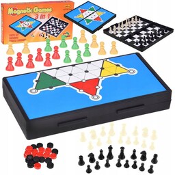 Zestaw gier 3w1 szachy warcaby chińczyk MAGNETYCZNE strategiczna