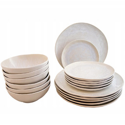 Serwis Obiadowy Na 6 Osób beżowy ceramiczny talerze