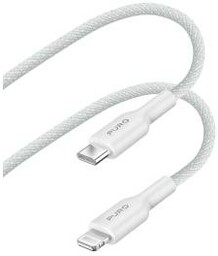 Puro Fabric USB-C do Lightning 1,2m Biały Kabel