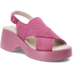 S.Barski Sandały damskie, cholewka ze skóry zamszowej zapinane