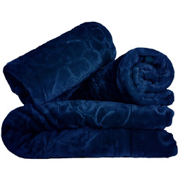 Komplet tłoczonych narzut na kanapę i fotele granatowy