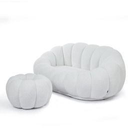 Fotel 2 osobowy z podnóżkiem CX2032 Pumpkin biały