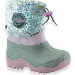 Błyszczące dziewczęce śniegowce Renbut / Muflon 22-468-0738 srebrne