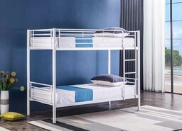Łóżko piętrowe metalowe z materacami H3 90x200 białe