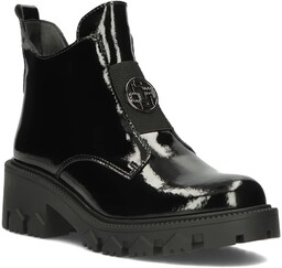 Buty zimowe botki damskie workery ocieplane skórzane czarne