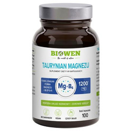 Biowen Taurynian magnezu z witaminą B6 (P-5-P), 100
