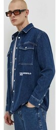 Karl Lagerfeld Jeans koszula jeansowa męska kolor granatowy