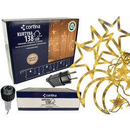 Lampki Choinkowe Kurtyna Gwiazdy Księżyc Gwiazda Led