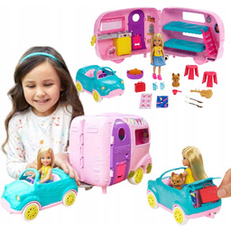 Lalka Barbie Chelsea Auto kabriolet FXG90 Kamper Piesek