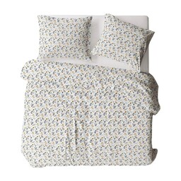 Karo Pościel flanelowa 140x200 613N biała wielokolorowa kwiaty