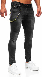 Czarne spodnie jeansowe męskie regular fit Denley TF098