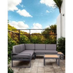 Narożnik ogrodowy Loreto Grey 5-osobowy ze stolikiem aluminium,