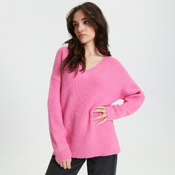 Sinsay - Sweter z miękkiej dzianiny - Różowy