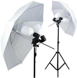 Lampa z dwiema żarówkami LED i parasolką 110cm