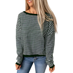 Damska Bluzka z Długim Rękawem Longsleeve w Paski