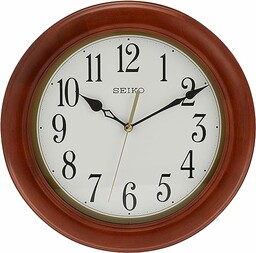 Seiko Klasyczny zegar ścienny z drewna, okrągły, 30,5