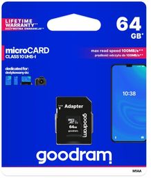 GOODRAM micro SDXC 64GB Klasa 10 + adapter