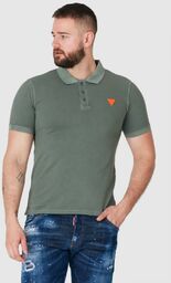 GUESS Zielona koszulka polo z pomarańczowym logo, Wybierz