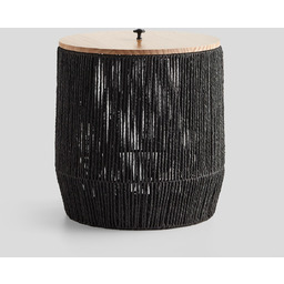 pleciony kosz na pranie z drewnianą pokrywką anielii