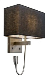 Stalowa lampa ścienna z czarnym kloszem i ramieniem
