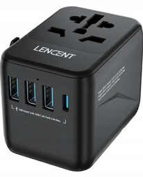 Biały adapter wtyczka podróżna Lencent, ładowarka 4x Usb