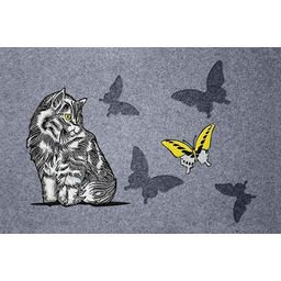 ID Mat FLOCK''ESTAMPES kot szary, guma, brązowy, 40