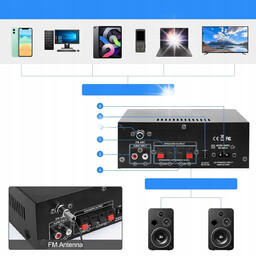 MINI WZMACNIACZ BLUETOOTH STEREO CYFROWY HI-FI DO DOMU