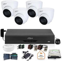 Dahua Zestaw monitoringu 4 kamery kopułkowe 5Mpx Dysk