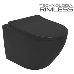 CZARNA MAT MISKA WC RIMLESS 49x37 cm+ DESKA