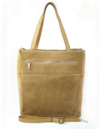 Shopper bag Vera Pelle gruby zamsz aksamitny pojemny
