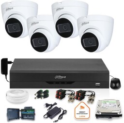 Dahua Zestaw monitoringu 4 kamery kopułkowe 2Mpx Dysk