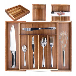 Wkład do szuflady na sztućce przybory regulowany drewniany