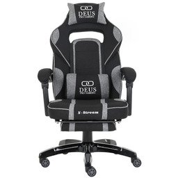 Fotel Gamingowy DEUS X-Stream Light Gray, tkanina, podnóżek