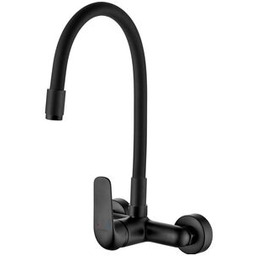 Bateria zlewozmywakowa ELZA ścienna z elastyczną wylewką czarna