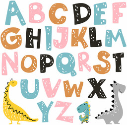 Alfabet literki zestaw dinozaury