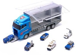 Ciężarówka TIR transporter + auta policja