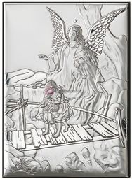 Obrazek srebrny - Anioł Stróż - dzieci
