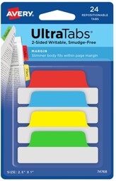 Zakładki indeksujące 63,5x25mm PP 4x6szt. klasyczne AVERY ZWECKFORM