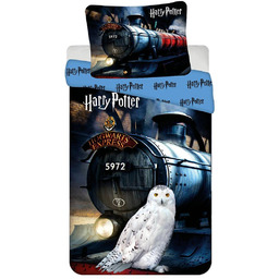 Pościel 140x200 Harry Potter Hogwarts Express niebieska poszewka