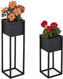 Relaxdays Stojak na kwiaty, zestaw 2 sztuk, metal,