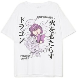 Cropp - Biały t-shirt z motywem mangi -