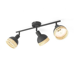 Lindby - Lonnaris 3 Lampa Sufitowa Black/Nature