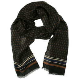 Ciemny Brązowy Elegancki Szalik V.Fraas, Przejściowy, Cienki,