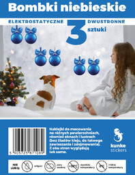 NAKLEJKI ELEKTROSTATYCZNE KUNKE STICKERS DWUSTRONNE BOMBKI NIEBIESKIE 3