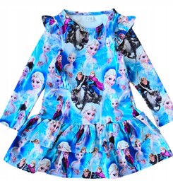 Sukienka 134 Niebieska Z Falbankami Elsa I Anna
