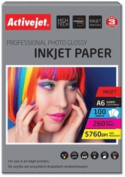Papier fotograficzny błyszczący Activejet A6 100szt. 260g/m2 (z