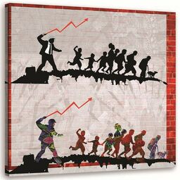 Obraz na płótnie, Banksy Polityka ekomoniczna 30x30