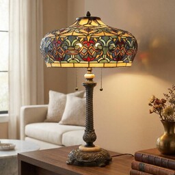 Clayre&Eef Lampa stołowa tiffany ORIENT, multikolor, salon /