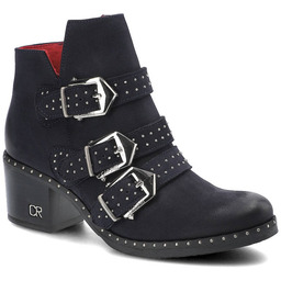 Granatowe Botki Carinii Damskie Stylowe Buty