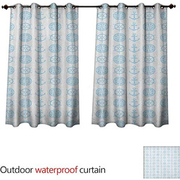 Żeglarskie zasłony na patio wodoodporne kompasowe kotwice wzór